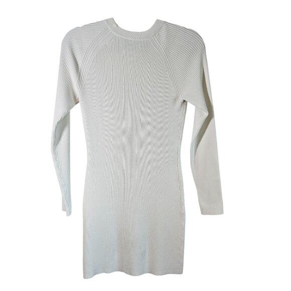 ALC Women Dress Ivory Size M Ribbed Bodycon Minimalist Chic Elegant Date Night - Picture 3 of 14